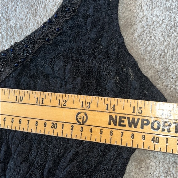 Free People Black Lace Tank Dress w/Beaded Neckline Size M NWT - Picture 11 of 13